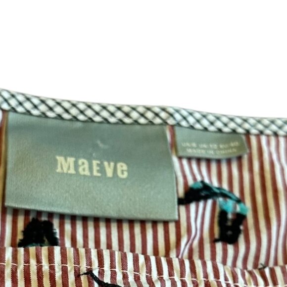 Maeve Anthropologie Red Stripe A-Line Dress Bathing Beauty Print Size 8 Women's - Picture 4 of 11